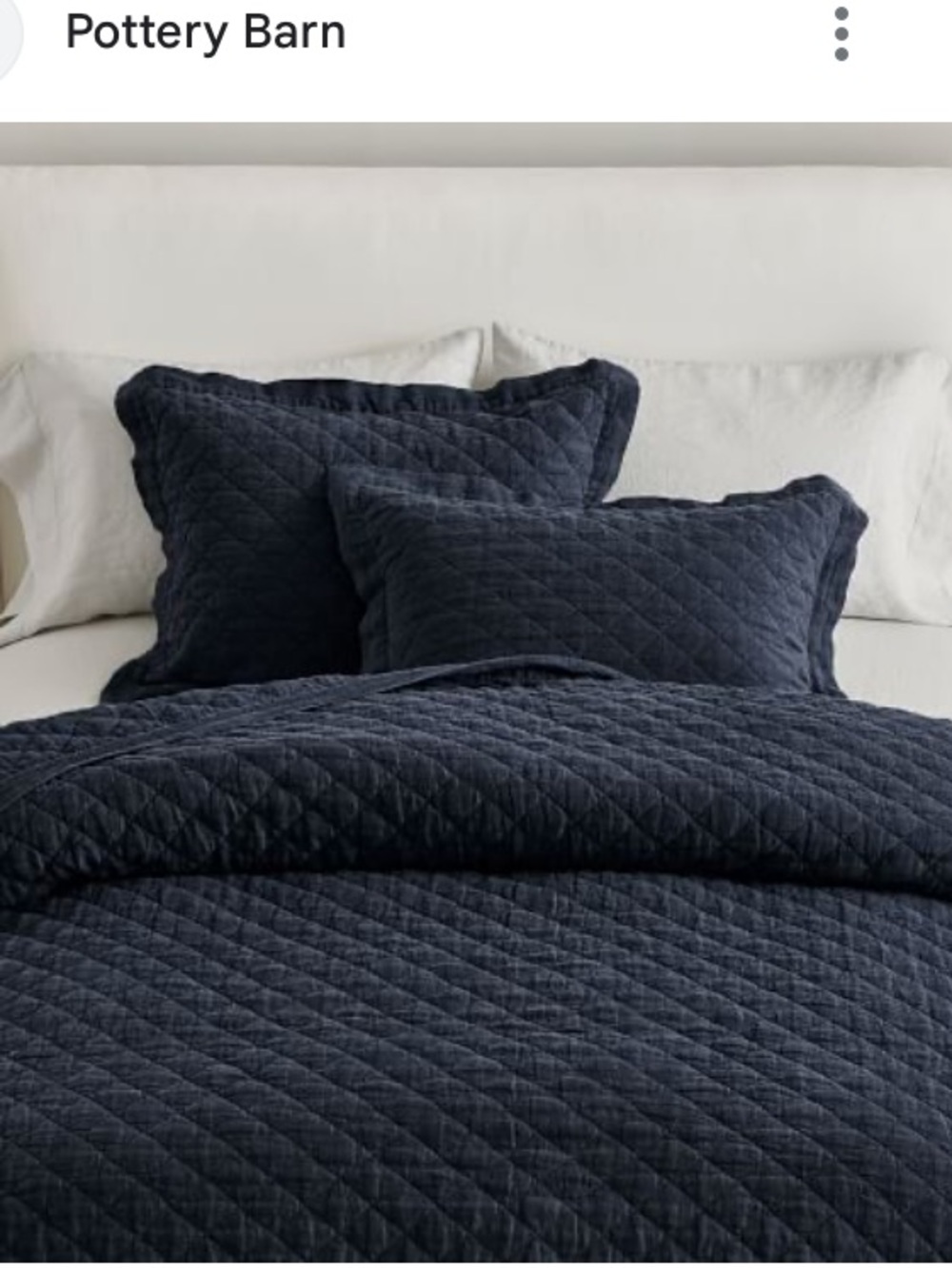 Like new Pottery Barn 100% Linen Diamond King Quilt & 3 euro Shams